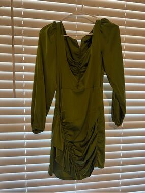Forever 21 Olive Green Ruched Mini Dress